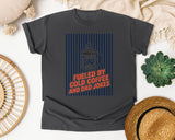 Fueled By Cold Coffee And Dad Jokes graphic tee in Pepper