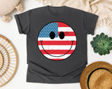 American Flag Smiley Face graphic tee in Pepper