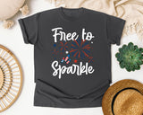 Free To Sparkle White graphic tee in Pepper