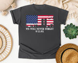We Will Never Forget Navy 2 graphic tee in Pepper