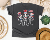 Patriotic Skeleton Trio White graphic tee in Pepper