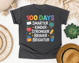 100 Days Smarter Kinder Stronger Braver Brighter graphic tee in Pepper