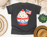 Patriotic Cupcake With Flag graphic tee in Pepper