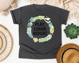 Play Learn Repeat graphic tee in Pepper