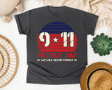 Patriot Day We Will Never Forget Red 2 graphic tee in Pepper