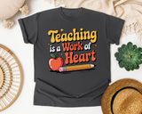 Teaching Is A Work Of Heart Brown graphic tee in Pepper