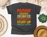 Papaw Knows Everything graphic tee in Pepper