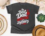 The Best Dad Not Perfect Just Legendary White graphic tee in Pepper