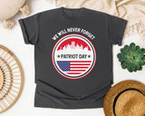 We Will Never Forget Patriot Day White graphic tee in Pepper