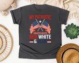 My Patriotic Heart Beats Red White And Blue graphic tee in Pepper