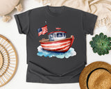 Patriotic Fishing Boat graphic tee in Pepper