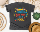 Sharpen Your Mind Like A Pencil graphic tee in Pepper