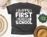 Happy First Day Of School White 2 graphic tee in Pepper