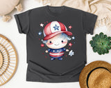 Patriotic Kid With Cap graphic tee in Pepper