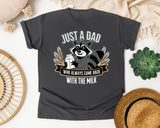Just A Dad Who Always Came Back With The Milk Brown graphic tee in Pepper