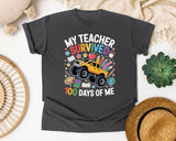 My Teacher Survived 100 Days Of Me Truck graphic tee in Pepper