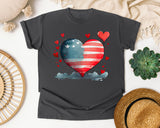 Patriotic Flag Heart graphic tee in Pepper