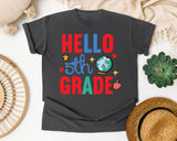 Hello 5th Grade Globe graphic tee in Pepper