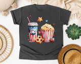 Patriotic Movie Snacks graphic tee in Pepper