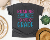 Roaring My Into 5th Grade graphic tee in Pepper