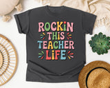 Rockin This Teacher Life Grey 2 graphic tee in Pepper