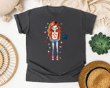 Patriotic Girl With Sunglasses graphic tee in Pepper