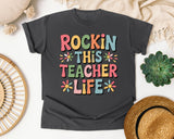 Rockin This Teacher Life Grey 2 3 graphic tee in Pepper