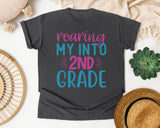 Roaring My Into 2nd Grade graphic tee in Pepper