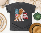 Puppy With American Flag graphic tee in Pepper