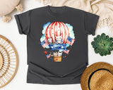 Bunnies In Hot Air Balloon graphic tee in Pepper