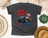 Red White And Boom graphic tee in Pepper