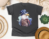 Eagle In Flag Hat Grey graphic tee in Pepper