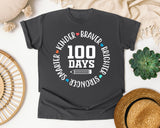 100 Days Smarter Kinder Braver Stronger White 2 graphic tee in Pepper