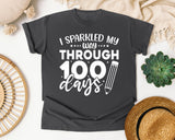 I Sparkled My Way Through 100 Days White 2 graphic tee in Pepper