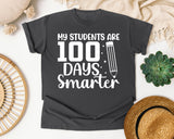 My Students Are 100 Days Smarter White 2 graphic tee in Pepper