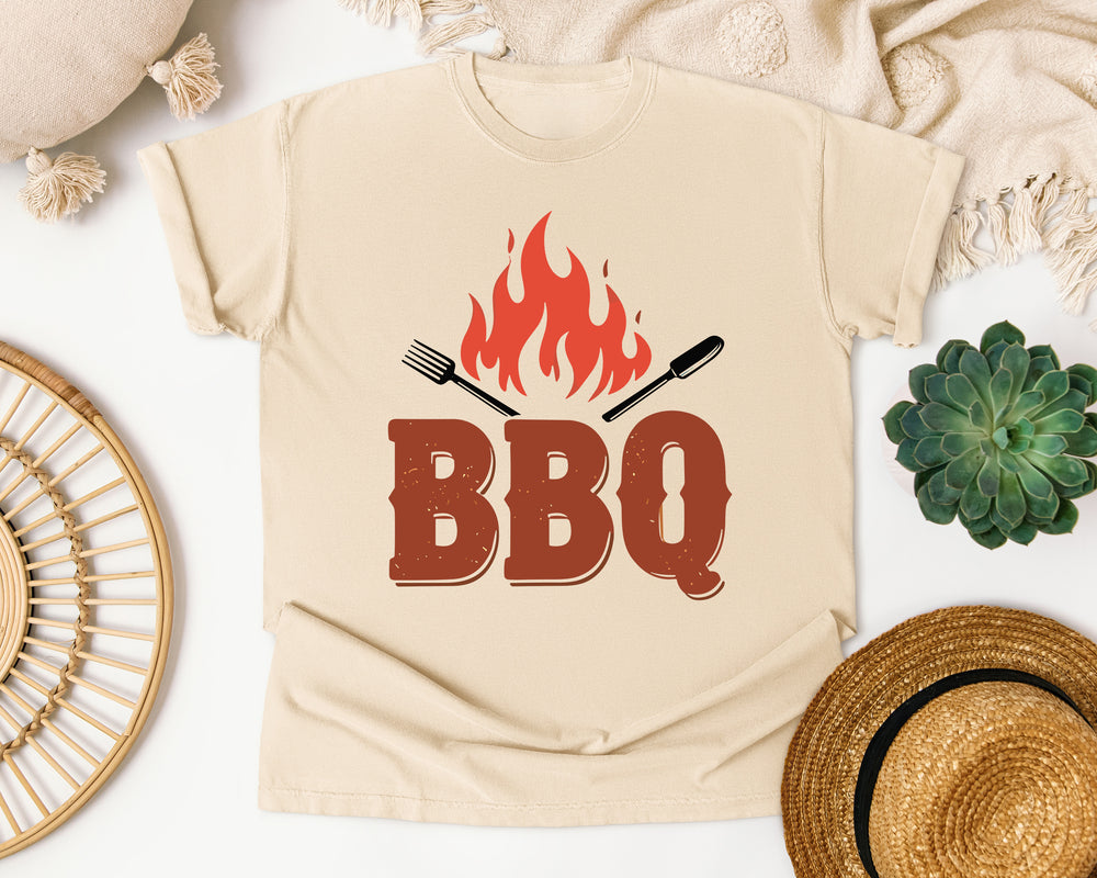 Classic BBQ Flame graphic tee in Ivory Comfort Colors 1717