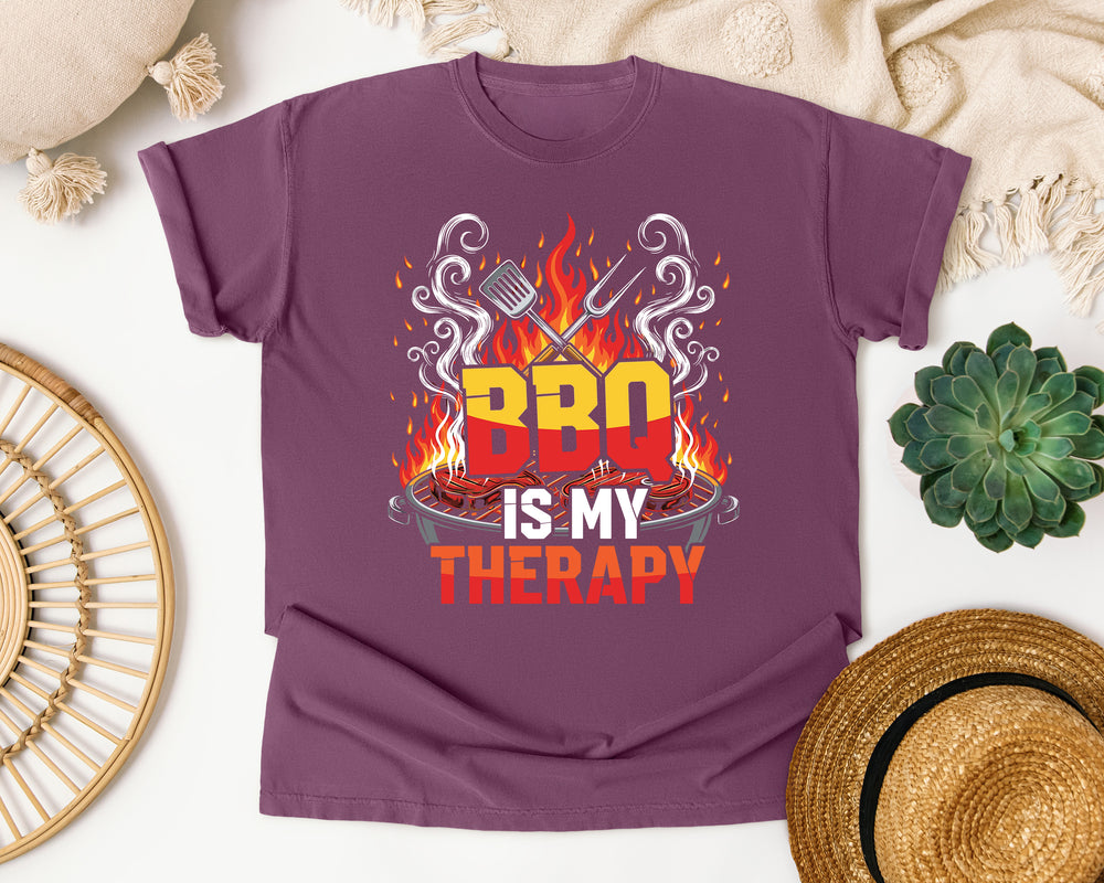 BBQ Is My Therapy graphic tee in Berry Comfort Colors 1717