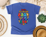 Happy First Day Of School in Flo Blue Comfort Colors 1717 tee