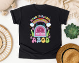 Back To School Rainbow Backpack in Black Comfort Colors 1717 tee