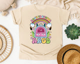 Back To School Rainbow Backpack in Ivory Comfort Colors 1717 tee