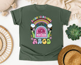 Back To School Rainbow Backpack in Moss Comfort Colors 1717 tee