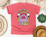 Back To School Rainbow Backpack in Watermelon Comfort Colors 1717 tee