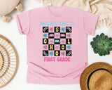 Welcome Back To School First Grade in Blossom Comfort Colors 1717 tee
