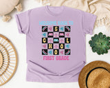 Welcome Back To School First Grade in Orchid Comfort Colors 1717 tee