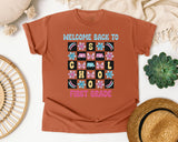 Welcome Back To School First Grade in Yam Comfort Colors 1717 tee