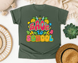 Back To School Bright Letters in Moss Comfort Colors 1717 tee