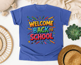Welcome Back To School Pencils in Flo Blue Comfort Colors 1717 tee