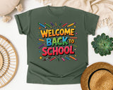 Welcome Back To School Pencils in Moss Comfort Colors 1717 tee