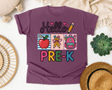 Hello Pre-K in Berry Comfort Colors 1717 tee