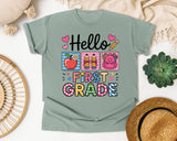 Hello First Grade in Bay Comfort Colors 1717 tee